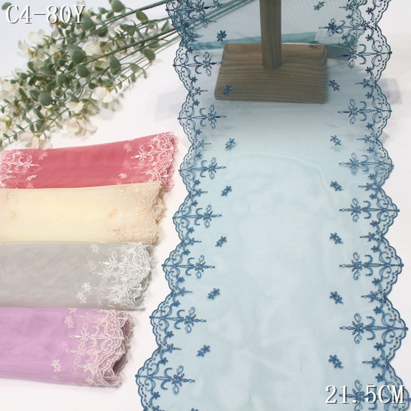 FREEDOMBEAUTY | Color mesh embroidery lace bilateral French pattern, Lolita skirt children's lace accessories