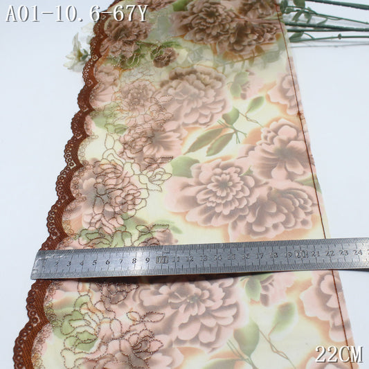 FREEDOMBEAUTY | Gold thread printed mesh embroidery lace retro pattern 23cm classical clothing cheongsam lace accessories