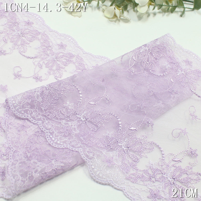 FREEDOMBEAUTY | Bilateral French fine pattern mesh embroidered lace 24cm skirt wedding headgear lace accessories