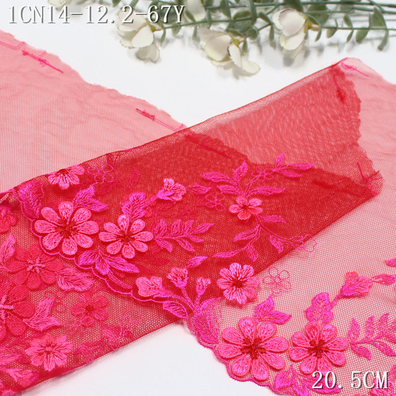 FREEDOMBEAUTY | Rose red mesh embroidery lace exquisite three-dimensional flowers, clothing skirt handmade DIY lace accessories