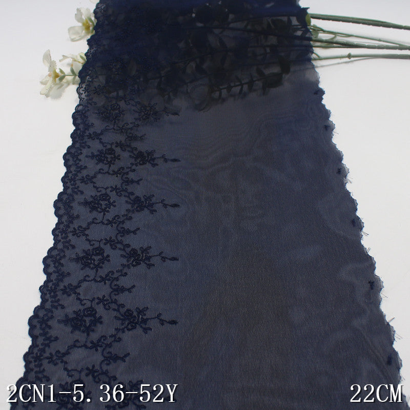 FREEDOMBEAUTY | Indigo chiffon mesh embroidery lace, spot wholesale children's neckline baby clothes lace accessories