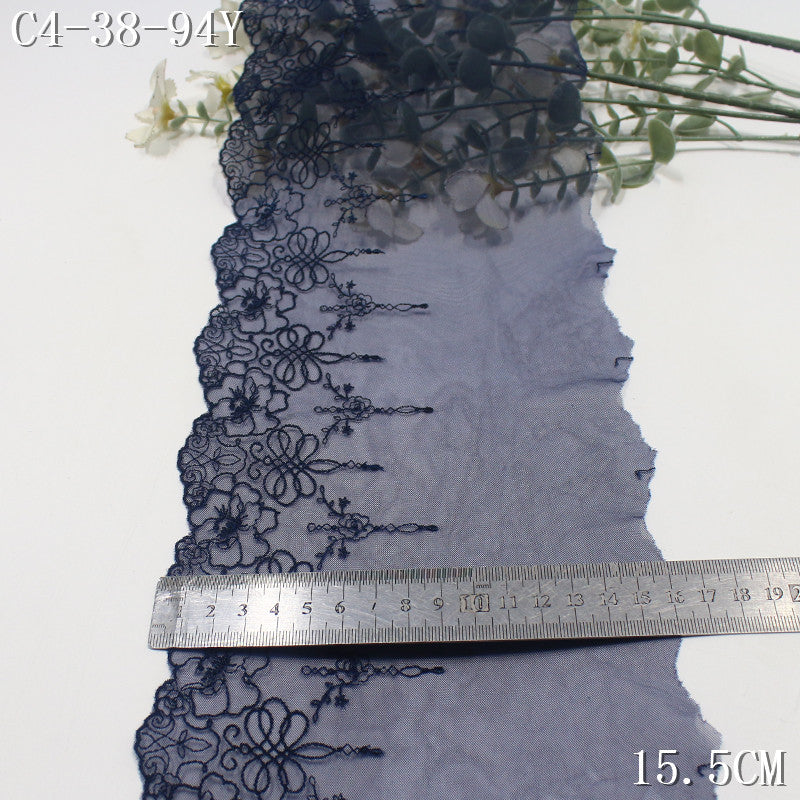 FREEDOMBEAUTY | European Vintage Indigo Mesh Embroidered Lace 21.5cm Dress Accessories Lace Accessories