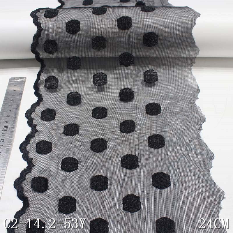 FREEDOMBEAUTY | Black Mesh Spotted Polyester Thread Embroidery Lace, Accessories Wholesale Curtains Clothing Accessories Textile Accessories