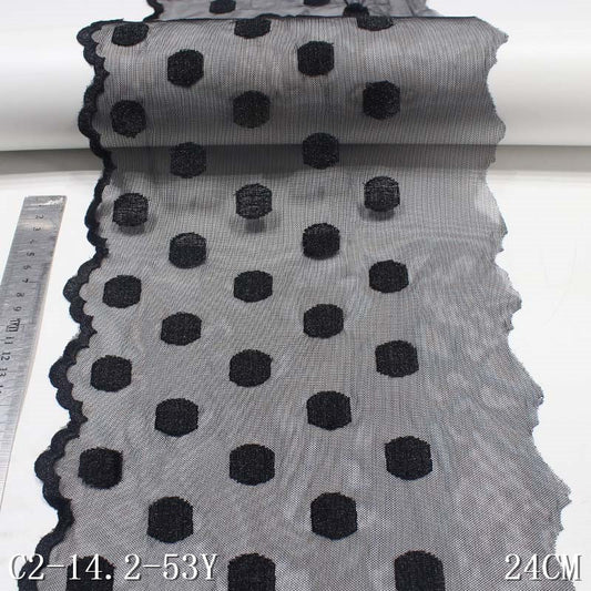FREEDOMBEAUTY | Black Mesh Spotted Polyester Thread Embroidery Lace, Accessories Wholesale Curtains Clothing Accessories Textile Accessories