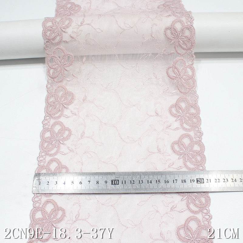 FREEDOMBEAUTY | Pale pink mesh embroidery lace bilateral exquisite flower 21cm clothing underwear lace accessories