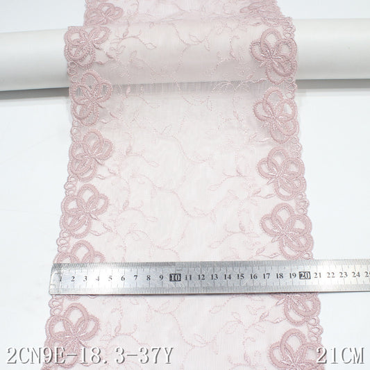 FREEDOMBEAUTY | Pale pink mesh embroidery lace bilateral exquisite flower 21cm clothing underwear lace accessories