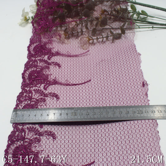 FREEDOMBEAUTY | Dark Purple Lace Mesh Embroidery Lace Classical Flowers, Clothing Home Textiles DIY Lace Lace Accessories