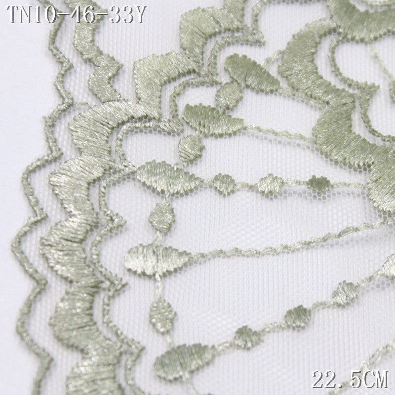 FREEDOMBEAUTY | Two-color mesh yarn small fragrant fan-shaped small pearl embroidery lace, clothing curtain accessories lace accessories