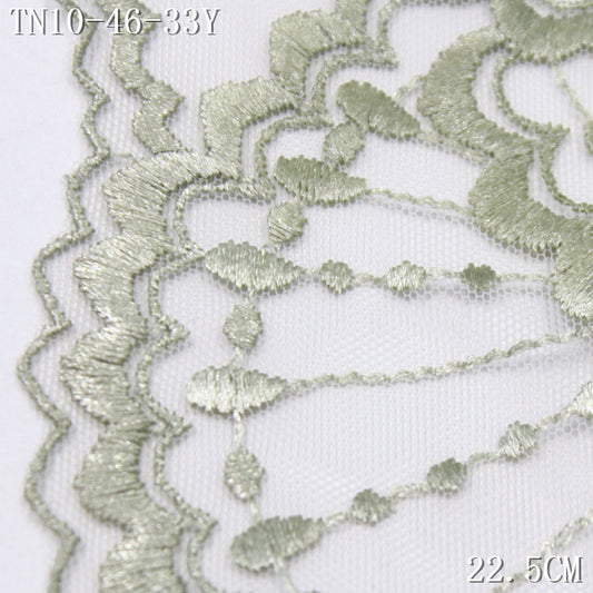 FREEDOMBEAUTY | Two-color mesh yarn small fragrant fan-shaped small pearl embroidery lace, clothing curtain accessories lace accessories