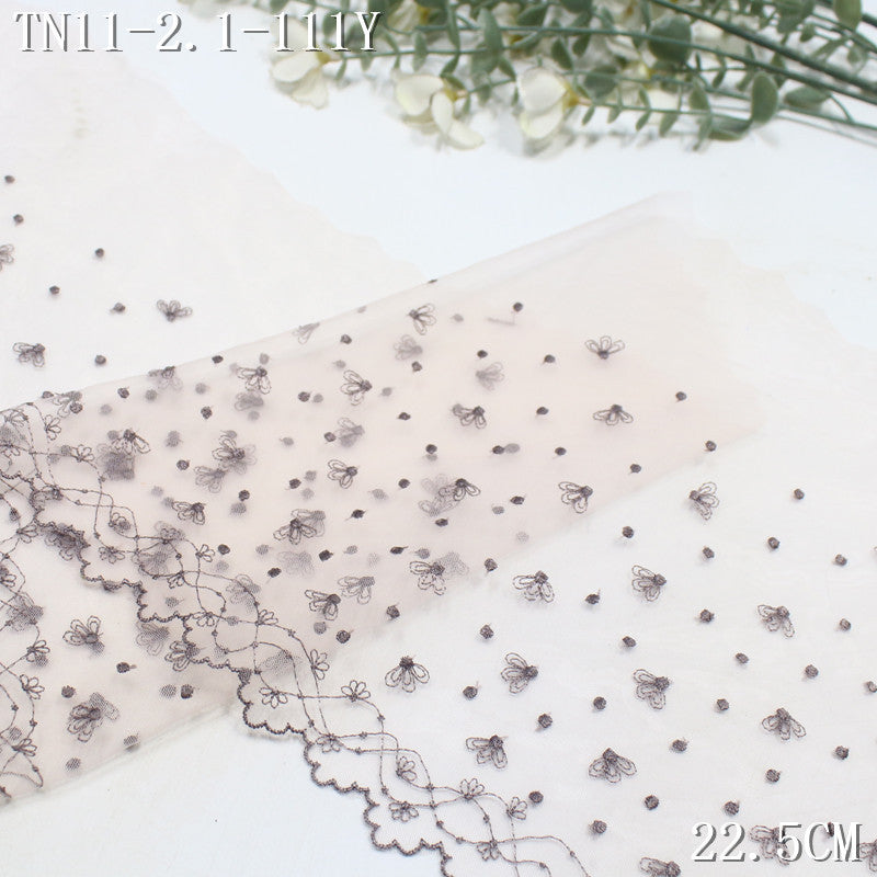 FREEDOMBEAUTY | [1Pack] Simple color mesh embroidery lace scattered with small flowers, light skirt children's neckline DIY lace accessories