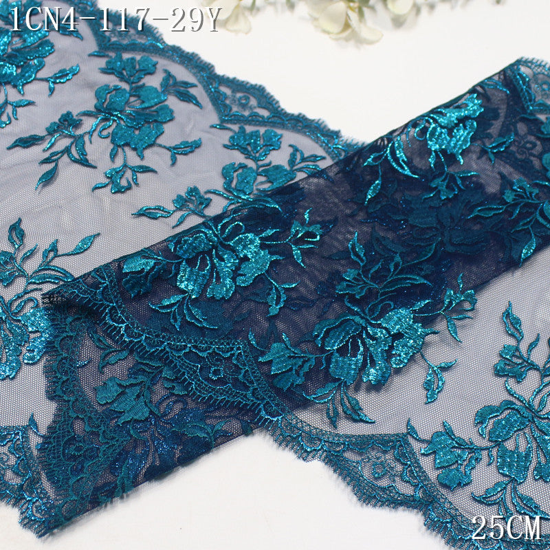 FREEDOMBEAUTY | [1Pack] Ink blue classical bronzing bilateral flower mesh yarn embroidered lace performance suit dance suit decorative lace accessories