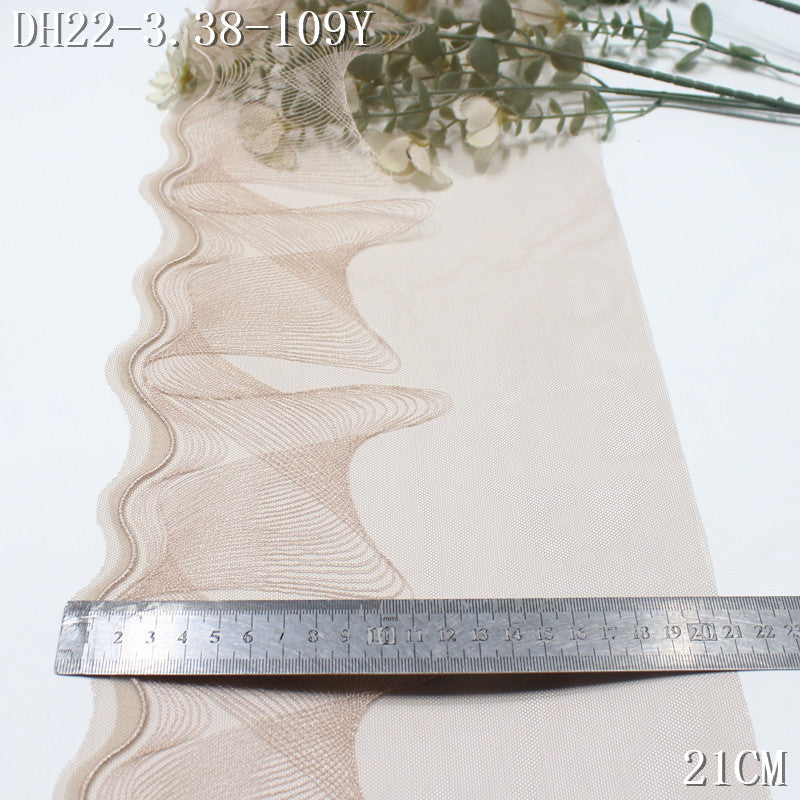 FREEDOMBEAUTY | Light mesh embroidery lace modern wind wave curve, shirt skirt decoration clothing lace accessories DIY