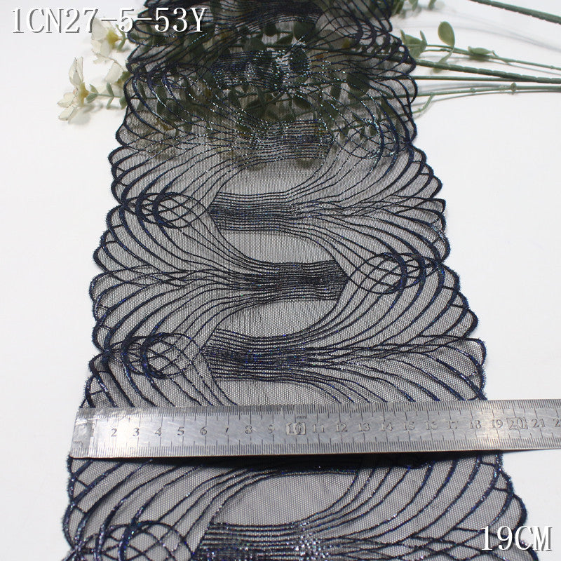 FREEDOMBEAUTY |  mesh embroidery lace minimalist style bronzing curve pattern, fashion dress underwear lace accessories