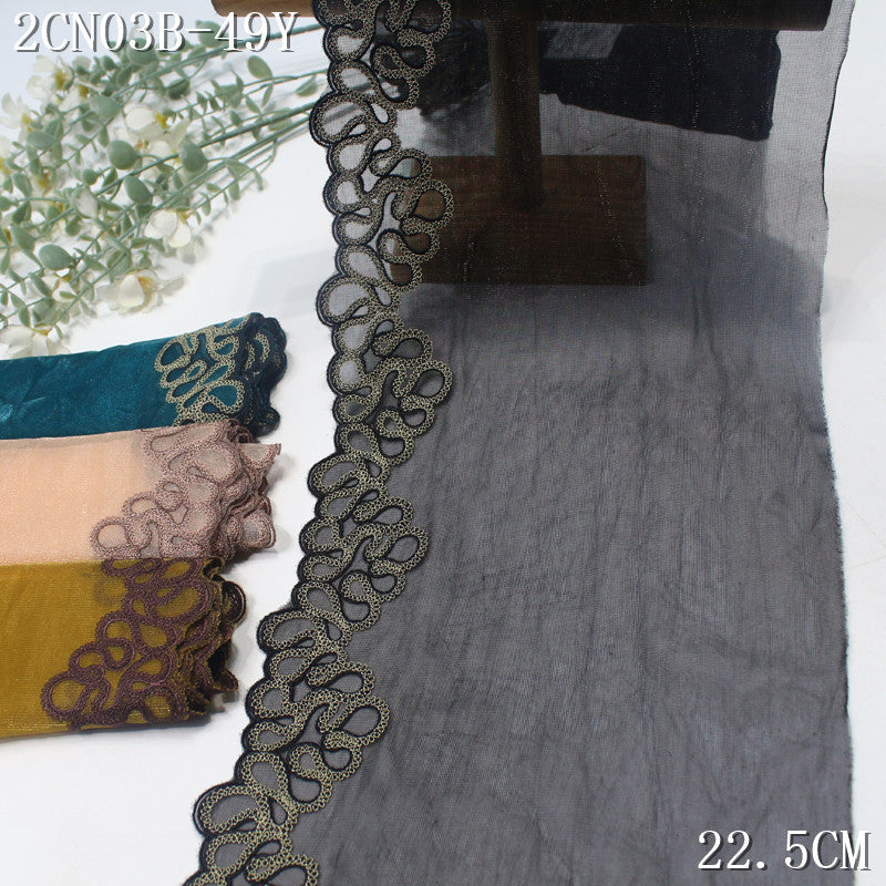 FREEDOMBEAUTY | Vintage high-grade geometric roll grass pattern bright cloth embroidery lace, Chinese cheongsam clothing lace accessories