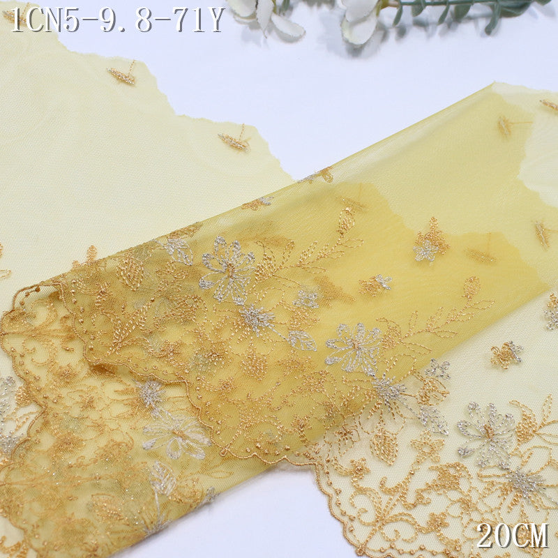 FREEDOMBEAUTY | [1Pack] Color mesh embroidery lace fresh and beautiful silver thread small flower 27cm dress wedding lace accessories