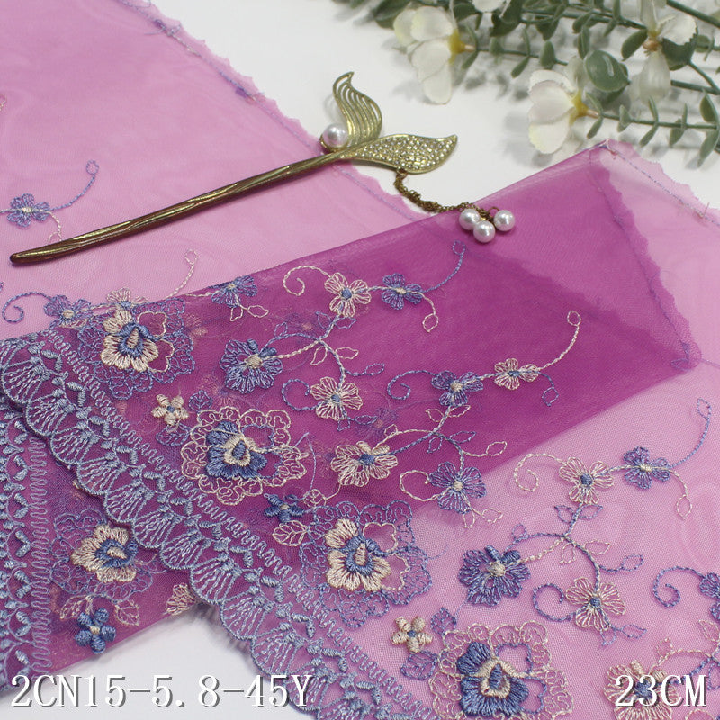 FREEDOMBEAUTY | Pastoral fresh fuchsia exquisite flower embroidered lace 23cm clothing accessories lace accessories