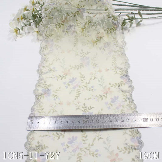 FREEDOMBEAUTY | [1Pack] Art and antique style exquisite printed mesh embroidery lace, light Hanfu performance clothes lace accessories DIY