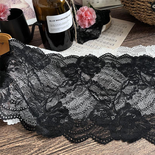 FREEDOMBEAUTY | Black lace lace accessories imported DIY fabric flower skirt lining extended wide elastic engraved lace fabric cloth