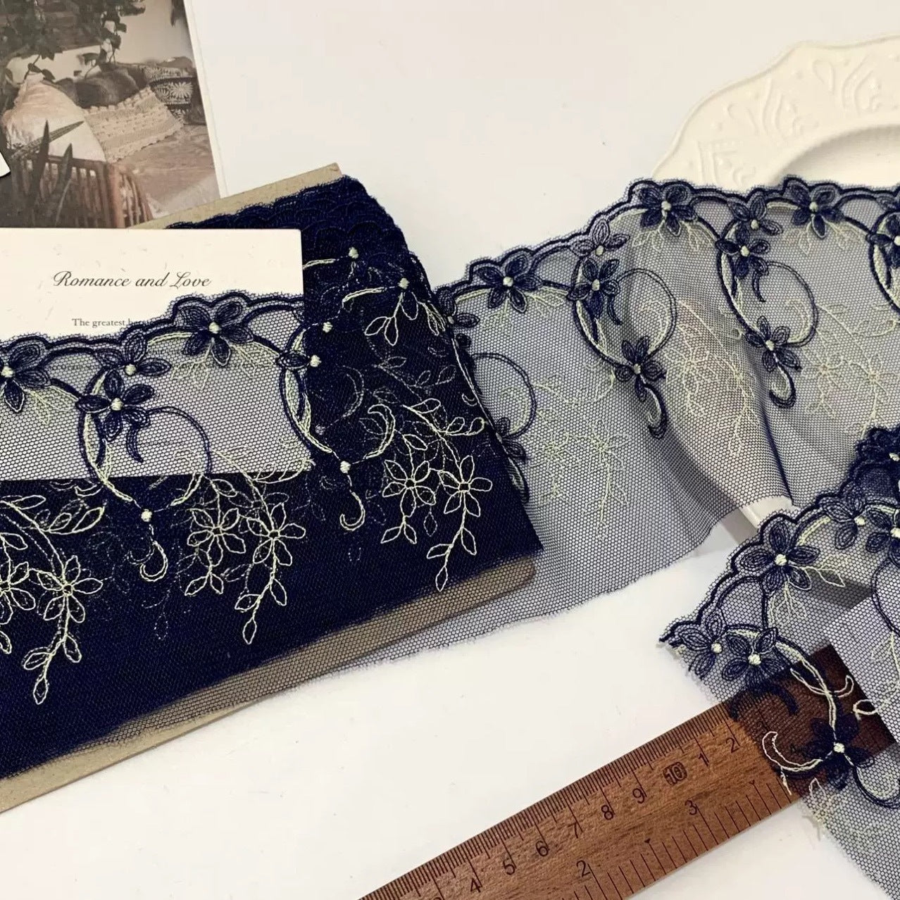 FREEDOMBEAUTY | Spot exquisite vine embroidery mesh lace accessories decorative fabric design clothing DIY