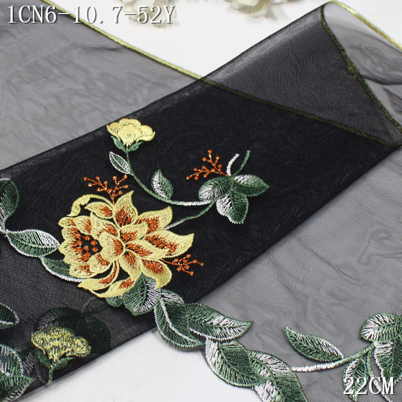 FREEDOMBEAUTY | Classical two-color gradual change silver thread flower mesh embroidery lace, dress skirt underwear lace accessories
