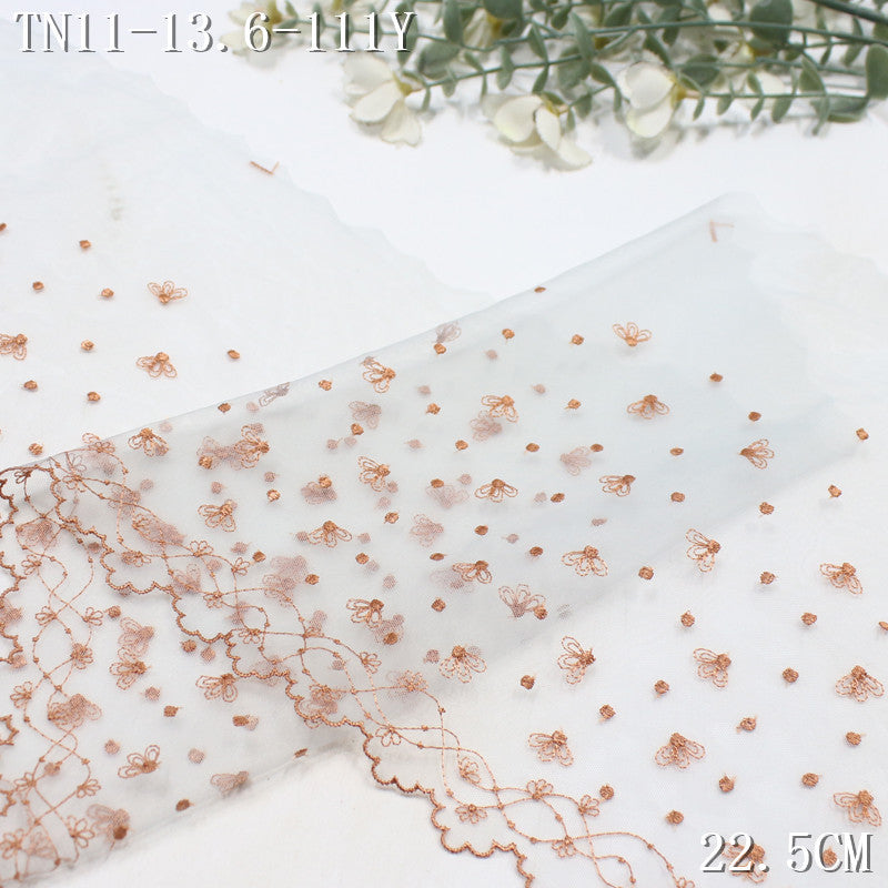 FREEDOMBEAUTY | [1Pack] Simple color mesh embroidery lace scattered with small flowers, light skirt children's neckline DIY lace accessories