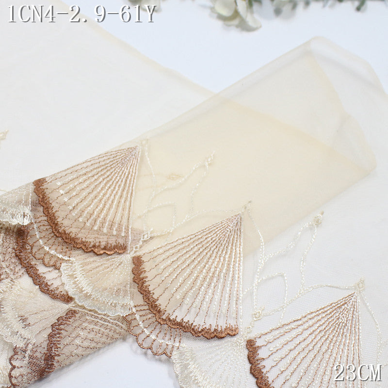 FREEDOMBEAUTY | [1pack] Three-color mesh fashion fan leaf texture embroidery lace 23cm clothing underwear skirt lace accessories