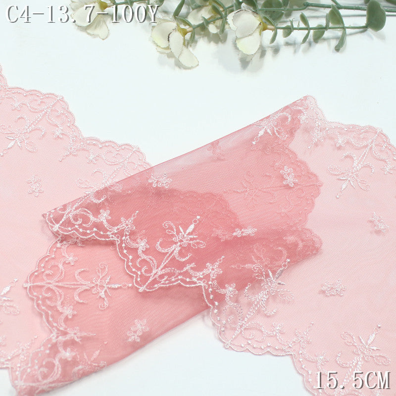 FREEDOMBEAUTY | Color mesh embroidery lace bilateral French pattern, Lolita skirt children's lace accessories