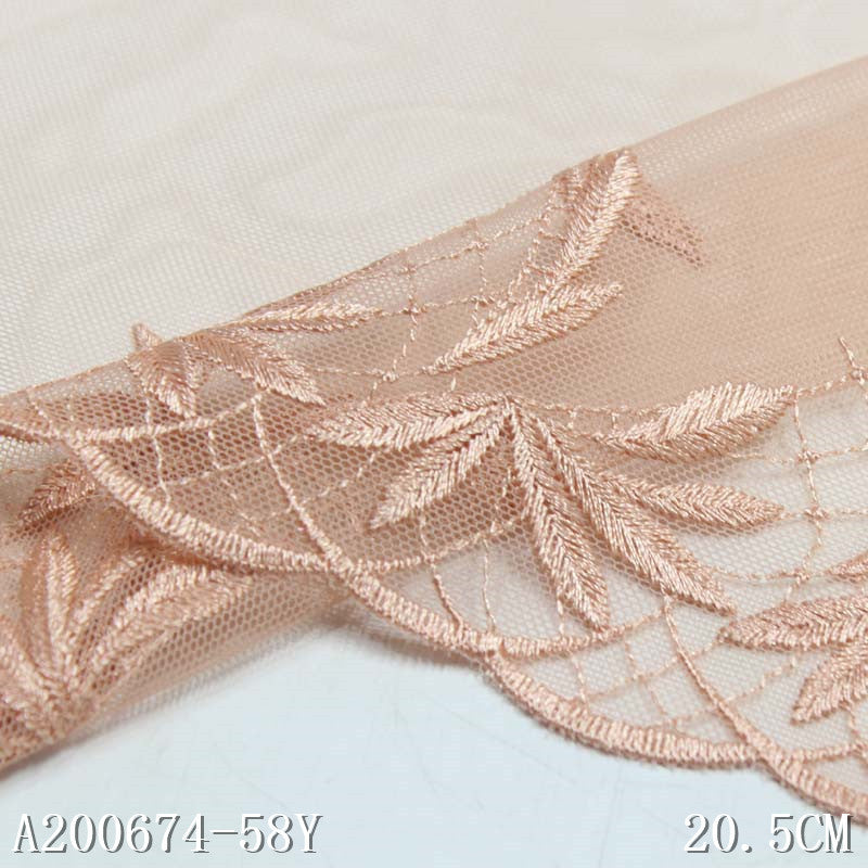 FREEDOMBEAUTY | Simple modern polyester thread leaf cluster embroidery lace, accessories wholesale DIY curtain accessories lace accessories