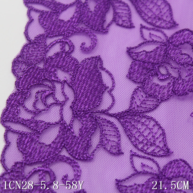 FREEDOMBEAUTY | Black and purple unilateral retro flower embroidery lace 21cm clothing home textile lace accessories
