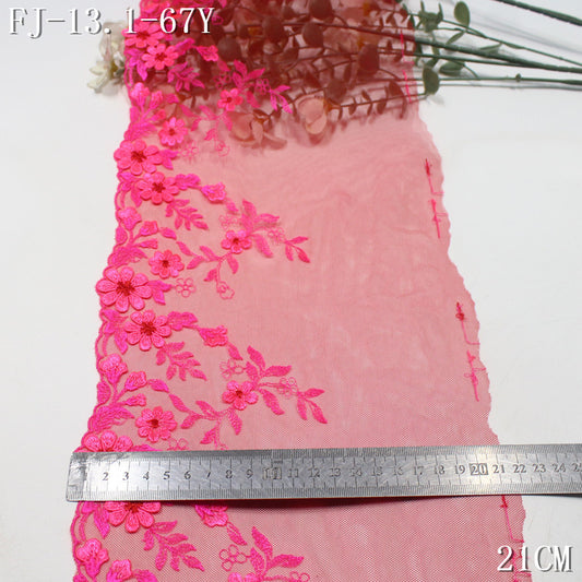 FREEDOMBEAUTY | [1pack] Rose red mesh yarn exquisite three-dimensional flower embroidery lace, festive wedding clothes Hanfu handmade lace accessories