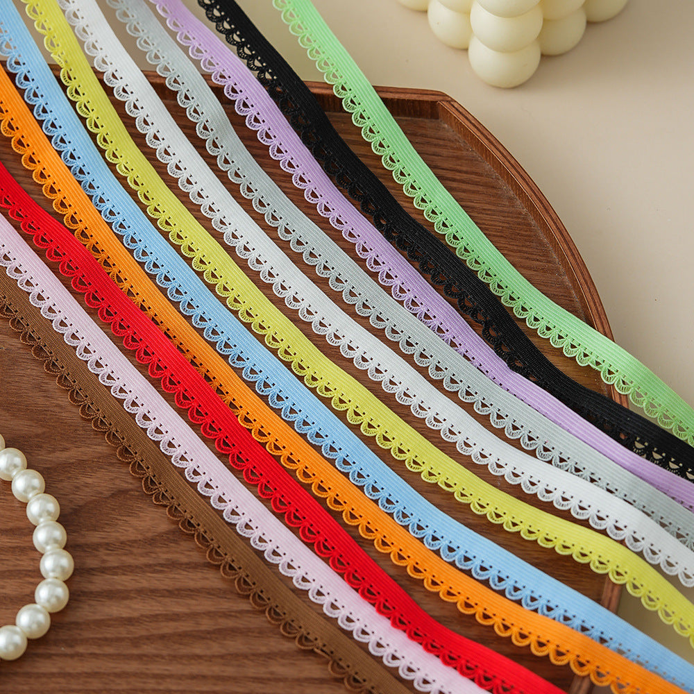 FREEDOMBEAUTY | Spot 1.2CM arched nylon elastane color elastic band DIY clothing women's hemming elastic band
