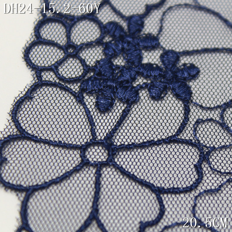 FREEDOMBEAUTY | Navy blue half-width flower light mesh embroidery lace, clothing underwear lace accessories DIY