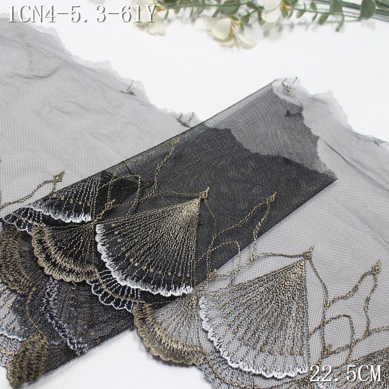 FREEDOMBEAUTY | [1pack] Three-color mesh fashion fan leaf texture embroidery lace 23cm clothing underwear skirt lace accessories