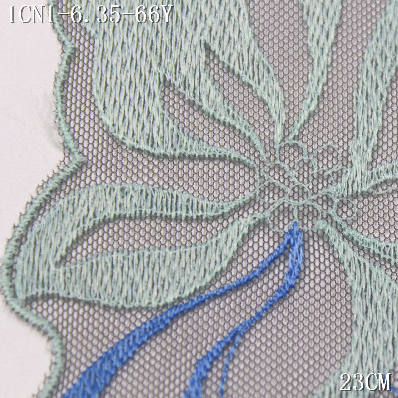 FREEDOMBEAUTY | Dark grey mesh two-color flower embroidery lace 23cm modern clothing handmade accessories lace accessories