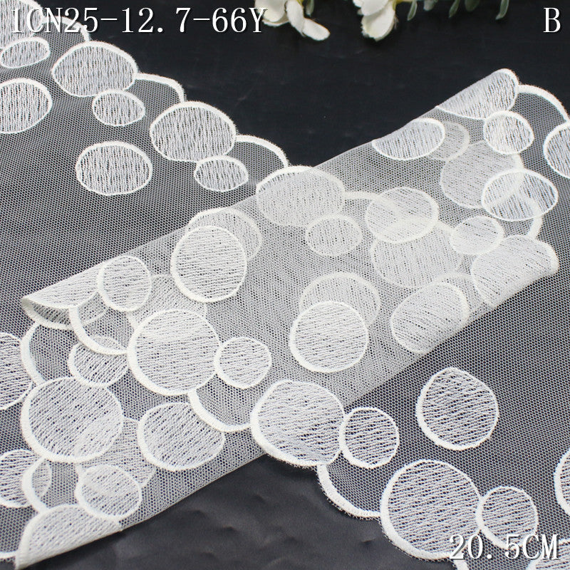 FREEDOMBEAUTY | [1Pack] Simple and stylish bilateral round pattern mesh embroidery lace 20cm decoration jewelry lace accessories