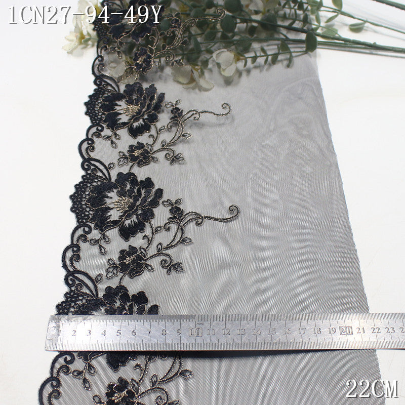 FREEDOMBEAUTY | [1Pack] Classic retro gold thread flower mesh embroidery lace, cheongsam dress underwear lace accessories DIY