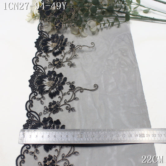 FREEDOMBEAUTY | [1Pack] Classic retro gold thread flower mesh embroidery lace, cheongsam dress underwear lace accessories DIY