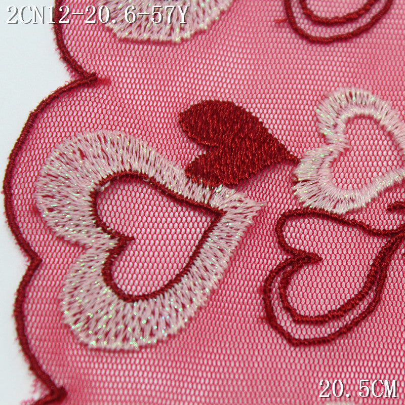 FREEDOMBEAUTY | [1Pack] Christmas love pattern holiday dress embroidery lace, rose red lace lace clothing accessories