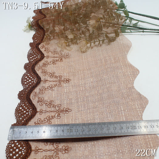 FREEDOMBEAUTY | Antique printed mesh yarn gold thread water-soluble embroidery lace 22cm Hanfu antique jewelry lace accessories
