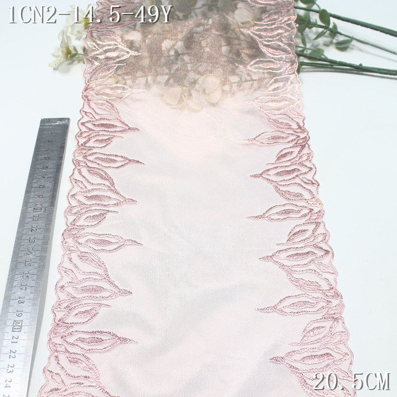 FREEDOMBEAUTY | [1Pack] gilt powder full-width bronzing mesh yarn bilateral bud embroidery lace, fashion clothing dance clothes lace accessories