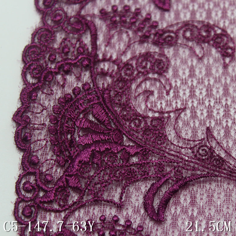 FREEDOMBEAUTY | Dark Purple Lace Mesh Embroidery Lace Classical Flowers, Clothing Home Textiles DIY Lace Lace Accessories