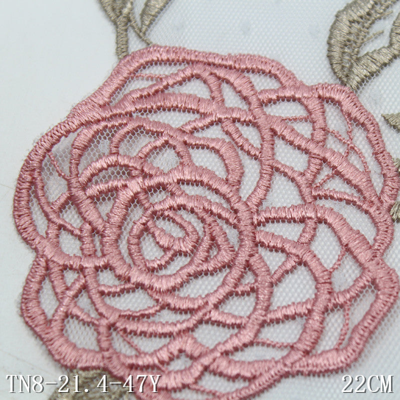 FREEDOMBEAUTY | Light blue lace mesh embroidery lace rose flower 22cm clothing accessories lace lace accessories