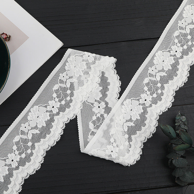 FREEDOMBEAUTY | [stretch] 6cm white lace lace, unilateral elastic lace edge, nylon silk small fresh lace lace accessories, spot