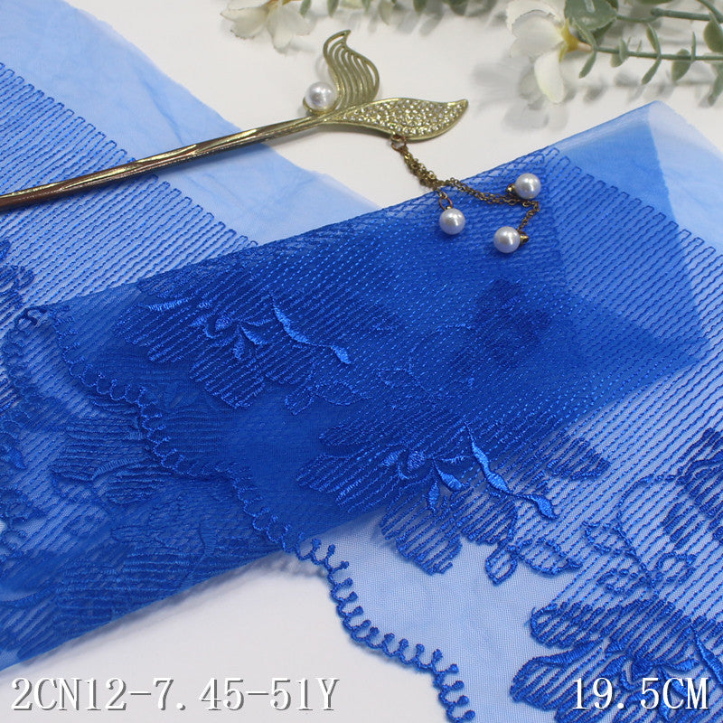FREEDOMBEAUTY | Blue Vertical Stripe Classical Flower Mesh Embroidery Lace DIY Cuffs Dress Lace Lace Accessories