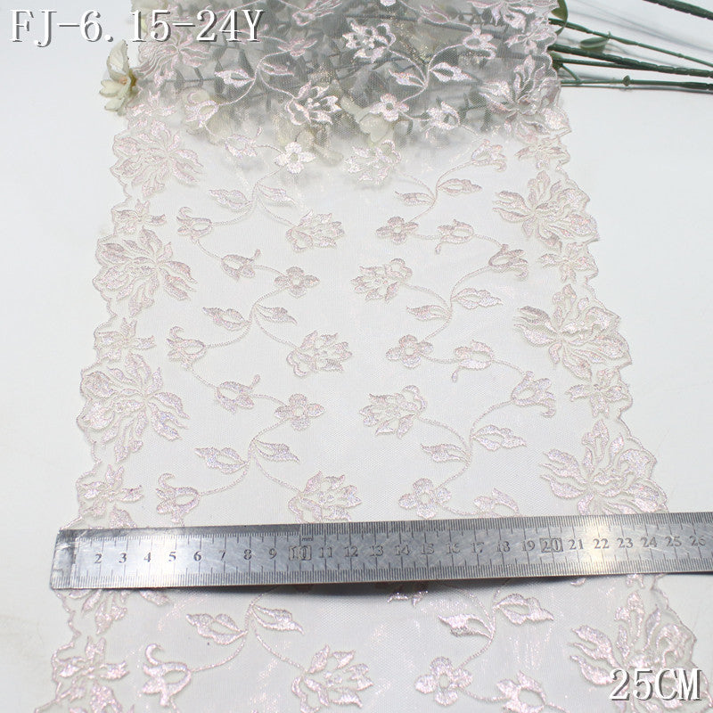 FREEDOMBEAUTY | [1Pack] Soft mist light color gold flash bronzing flower mesh embroidery lace, wedding dress dress lace accessories DIY