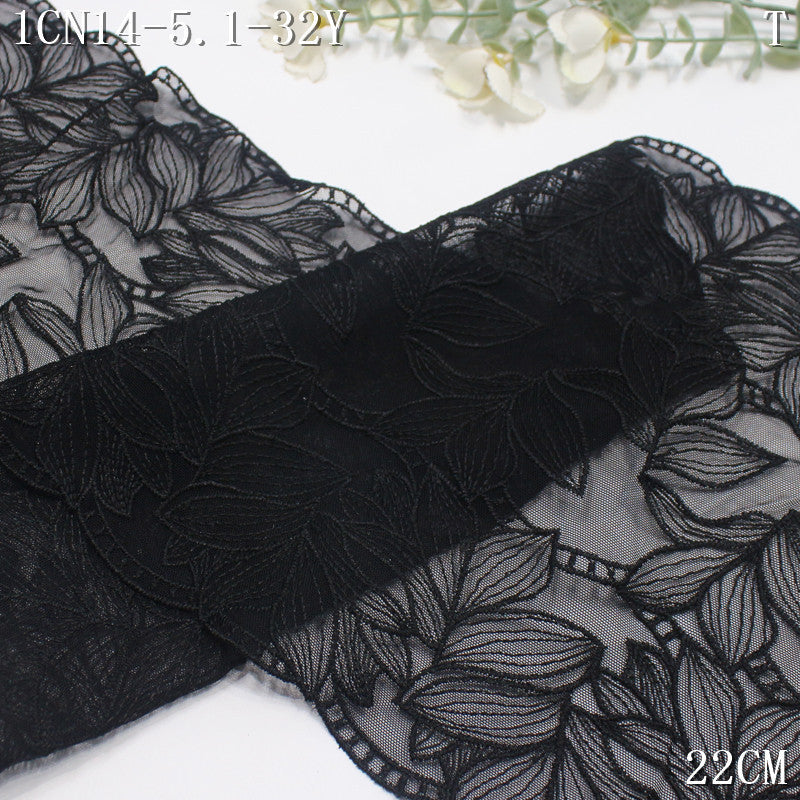 FREEDOMBEAUTY | Spot multi-color non-elastic mesh embroidery lace full leaf 22cm middle-aged clothing dress-up lace accessories