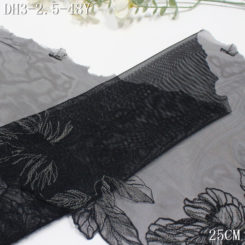 FREEDOMBEAUTY | Black and green light mesh retro large flower embroidered lace clothing cheongsam home lace accessories