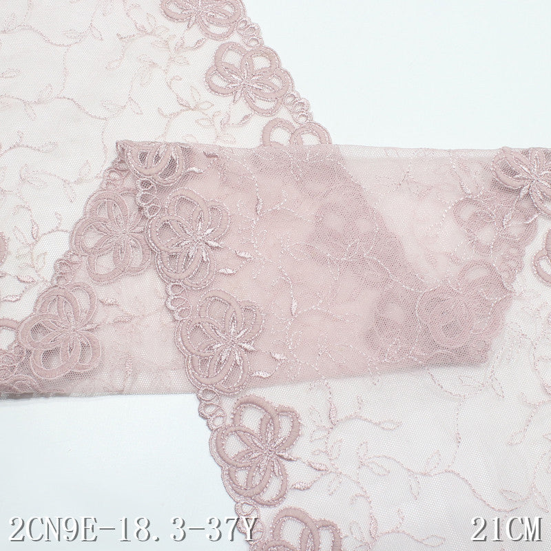 FREEDOMBEAUTY | Pale pink mesh embroidery lace bilateral exquisite flower 21cm clothing underwear lace accessories