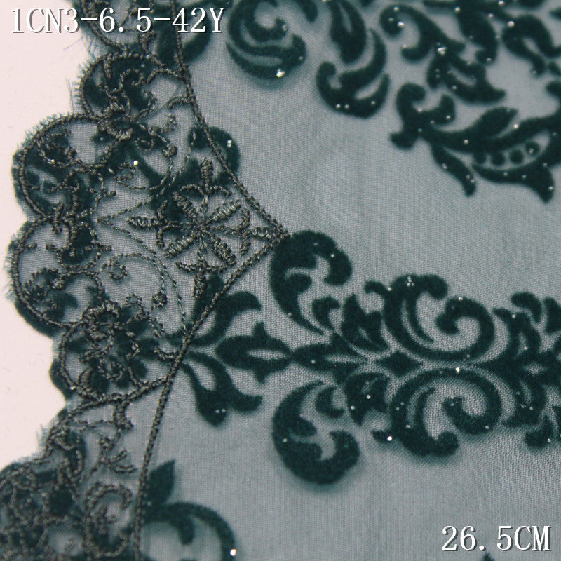 FREEDOMBEAUTY | [1Pack] Multi-color chiffon mesh full-width flocking pattern embroidery lace 28cm clothing accessories home textile lace accessories