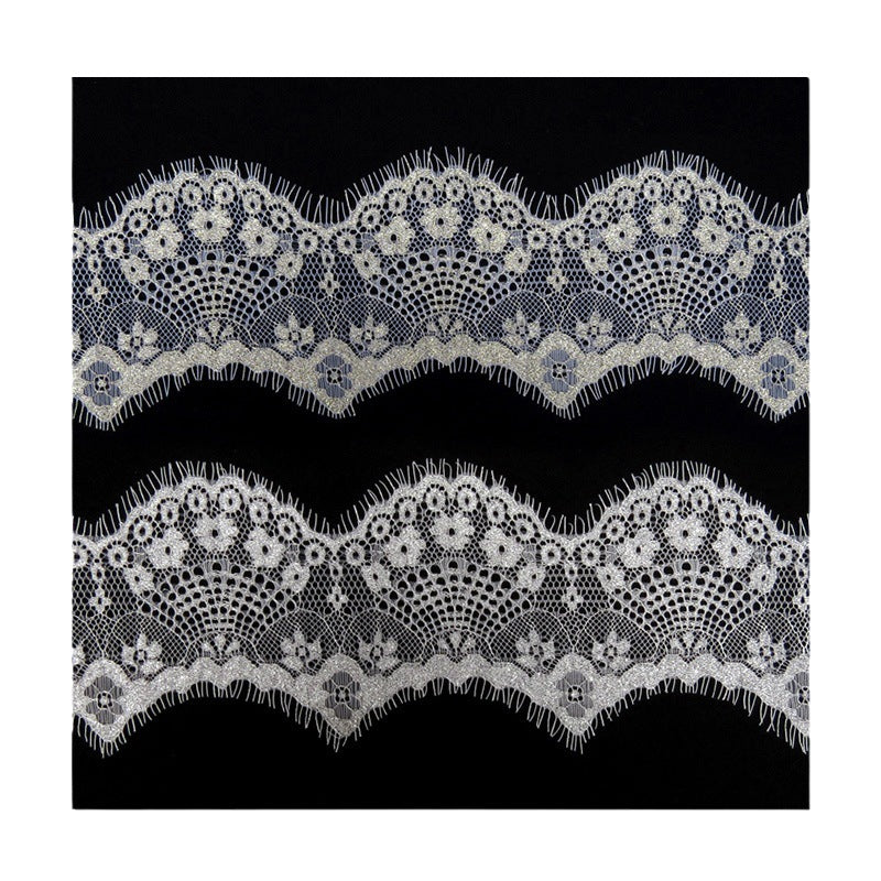 FREEDOMBEAUTY | 9cm gold and silver thread eyelash lace, platinum black and silver with light cool sexy pajamas underwear lace